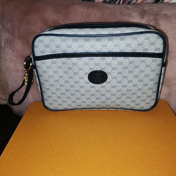 Gucci Handbags - Gucci GG Navy Blue Clutch
